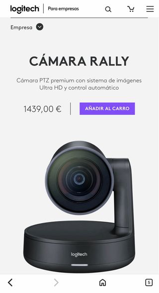 Cámara PTZ Logitech Rally 4K