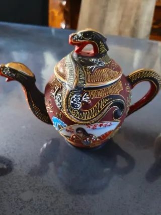 Juego de té porcelana china dragones