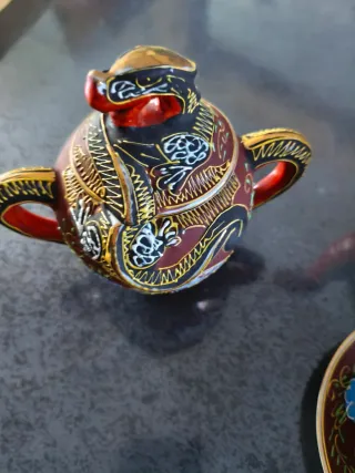 Juego de té porcelana china dragones