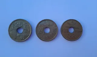 3 Monedas 25 Pesetas España