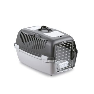 Transportín para mascotas gris y blanco