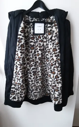 Cazadora bomber Negra Mujer Forro Animal Print Pel