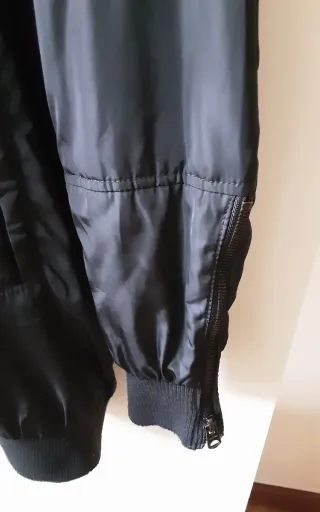 Cazadora bomber Negra Mujer Forro Animal Print Pel