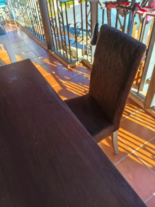 Mesa wengue y 4 sillas estampadas