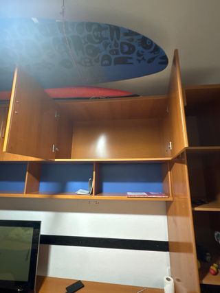 Mueble juvenil madera y azul