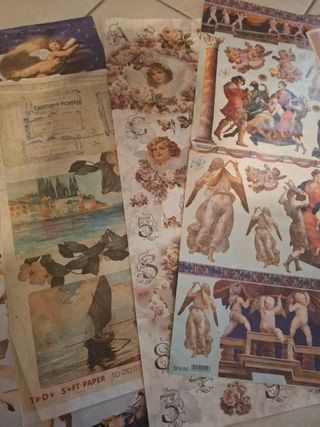 7 Fogli Carta per Decoupage