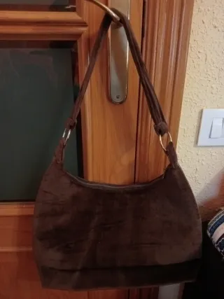 Bolso de hombro mujer marrón con bordado