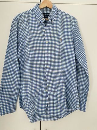 Camisa Polo Ralph Lauren cuadros azul y blanco