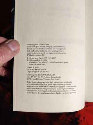 El Juego de Ender libro 1a Edi. 2013 O. Scott Card