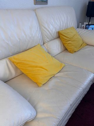 Sofá de piel blanco 3 plazas