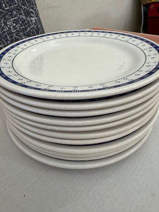 11 Piatti da dolce con bordo blu