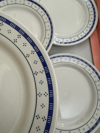 11 Piatti da dolce con bordo blu