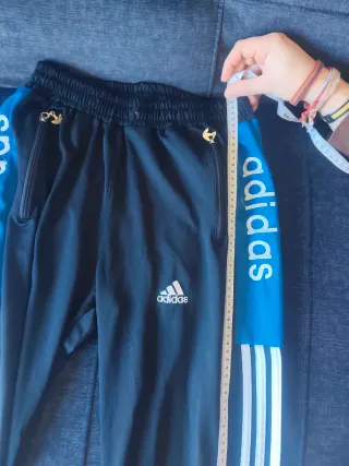 Pantalón Adidas Negro y Azul con Cremallera