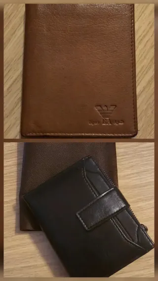 2 Carteras Piel Marrón y Negra