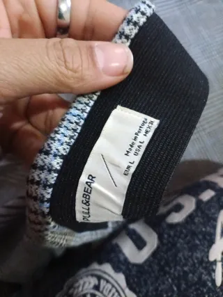 Conjunto Pull&Bear cuadros gris Talla S