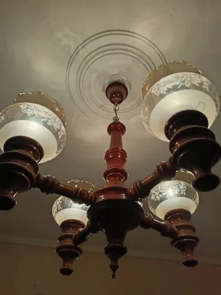 Lámpara de techo madera años 70 Vintage