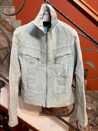 Giacca donna vera pelle scamosciata vintage