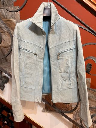 Giacca donna vera pelle scamosciata vintage