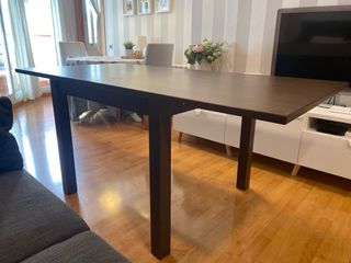 Mesa comedor extensible wengué 90x90