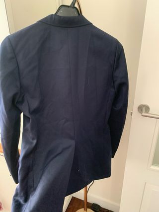 Chaqueta lana azul forro rosa T40