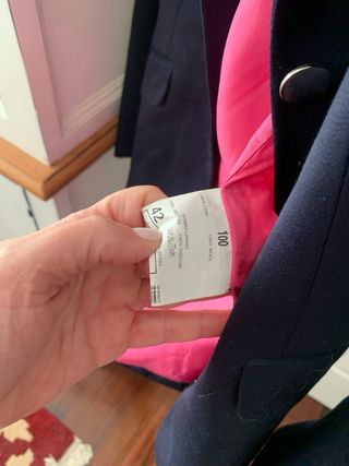 Chaqueta lana azul forro rosa T40