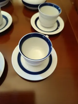 Juego de café  porcelana azul y blanco