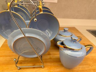 Set Tazze Porcellana lilla e Oro Vintage