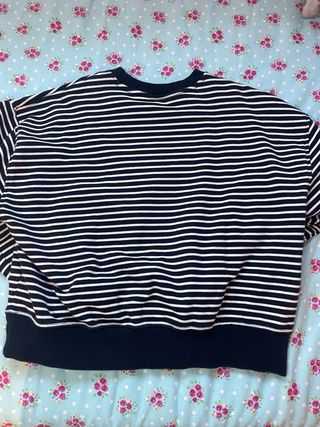 Sudadera Mango Talla S Rayas Azul y Blanco