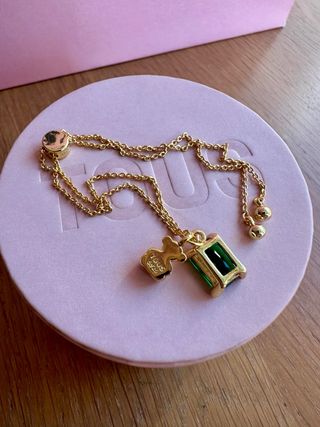 Pulsera Cadena TOUS NUEVA Oso Esmeralda Baño Oro