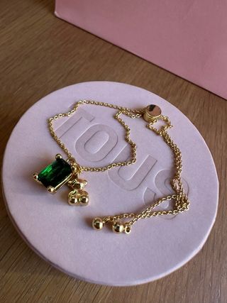 Pulsera Cadena TOUS NUEVA Oso Esmeralda Baño Oro