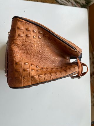 Bolso Vera Italy Marrón y Negro Piel Cocodrilo