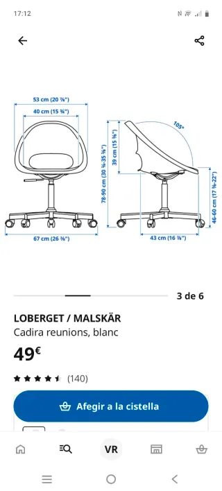 Silla de oficina blanca giratoria