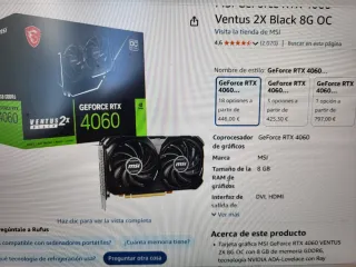 MSI GeForce RTX 4060 Ventus 2X 8GB OC