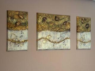 Conjunto Decorativo Abstracto Dorado y Blanco