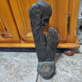 Aplique Cristo Orante Madera Antiguo