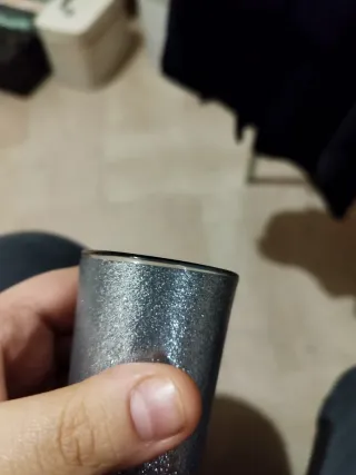 Portacandele glitterato effetto metallo in vetro