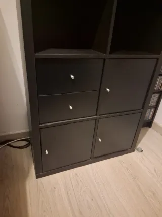 Estantería Negra Kallax 3 Puertas 2 Cajones