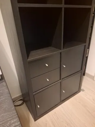 Estantería Negra Kallax 3 Puertas 2 Cajones