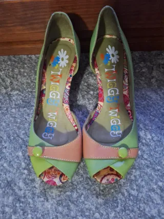 Scarpe donna Twiggy verdi e beige