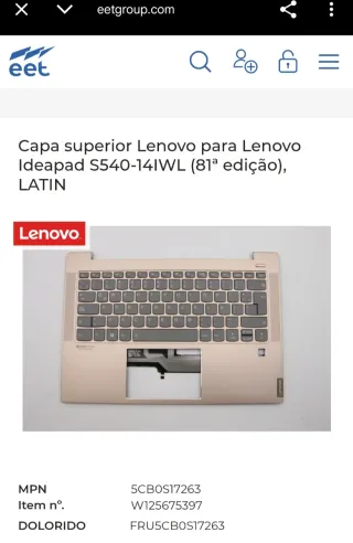 Capa superior Lenovo Ideapad S540-14IWL LATIN