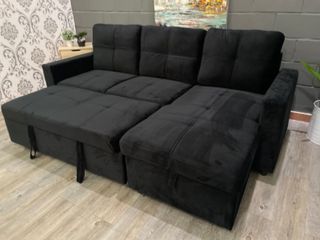 Sofa chaise longue, con cama y arcon