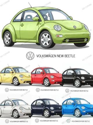 Volkswagen New Beetle cuadro dibujo colección