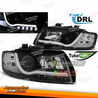 FAROS TUBO LUZ DRL NEGRO se adapta a AUDI A4 10/0