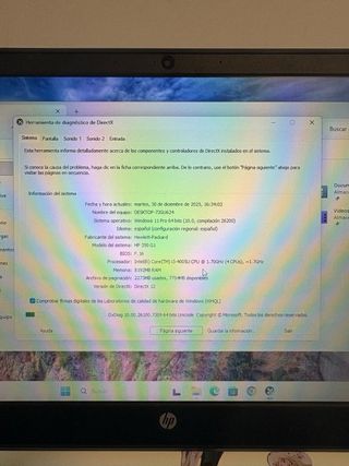 Portátil HP i3 8GB RAM SSD 240GB Batería Nueva