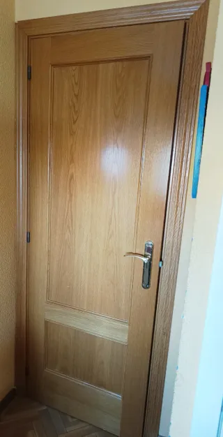 Puerta de madera maciza con cristal