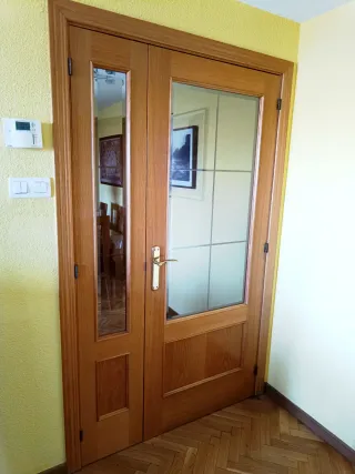 Puerta de madera maciza con cristal
