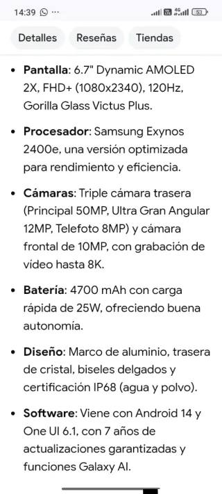 Samsung S24 FE 128GB color Graphite (negro) Nuevo