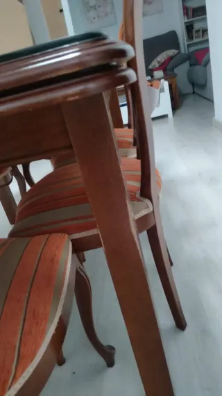 6 Sillas Isabelinas Madera, regalo mesa y cristal