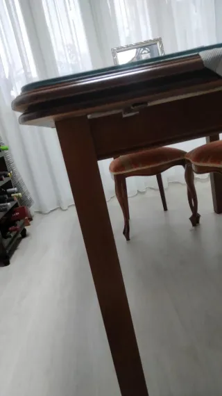 6 Sillas Isabelinas Madera, regalo mesa y cristal