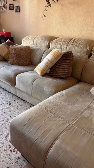 Sofá chaise longue tela deslizante beige